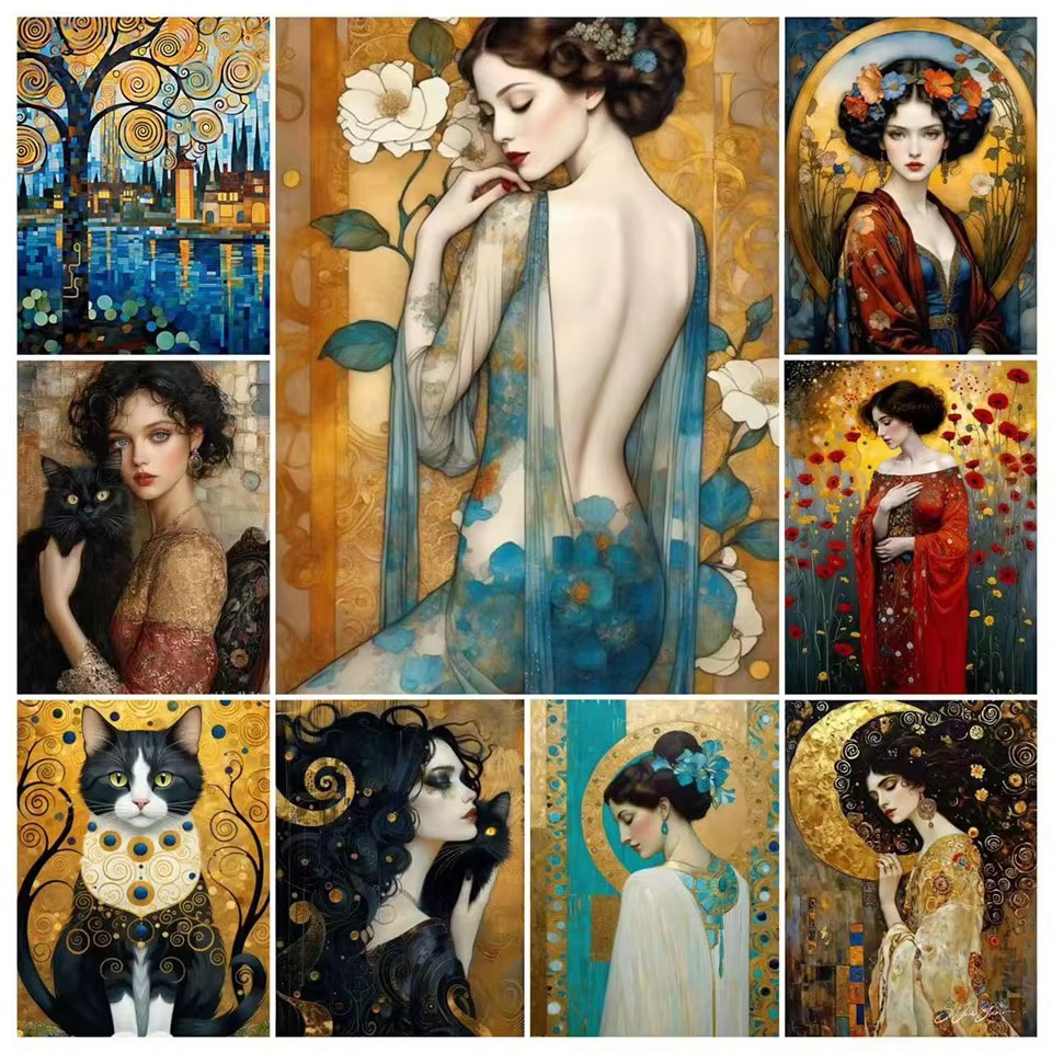 Photo Mosaic Print - Diamond Painting Retro Golden Style Figure