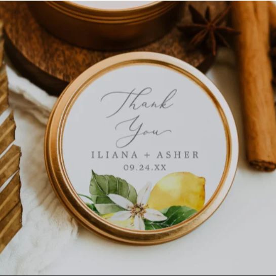 Custom Lemon Wedding Thank You - Personalised Candle Label recension och pris