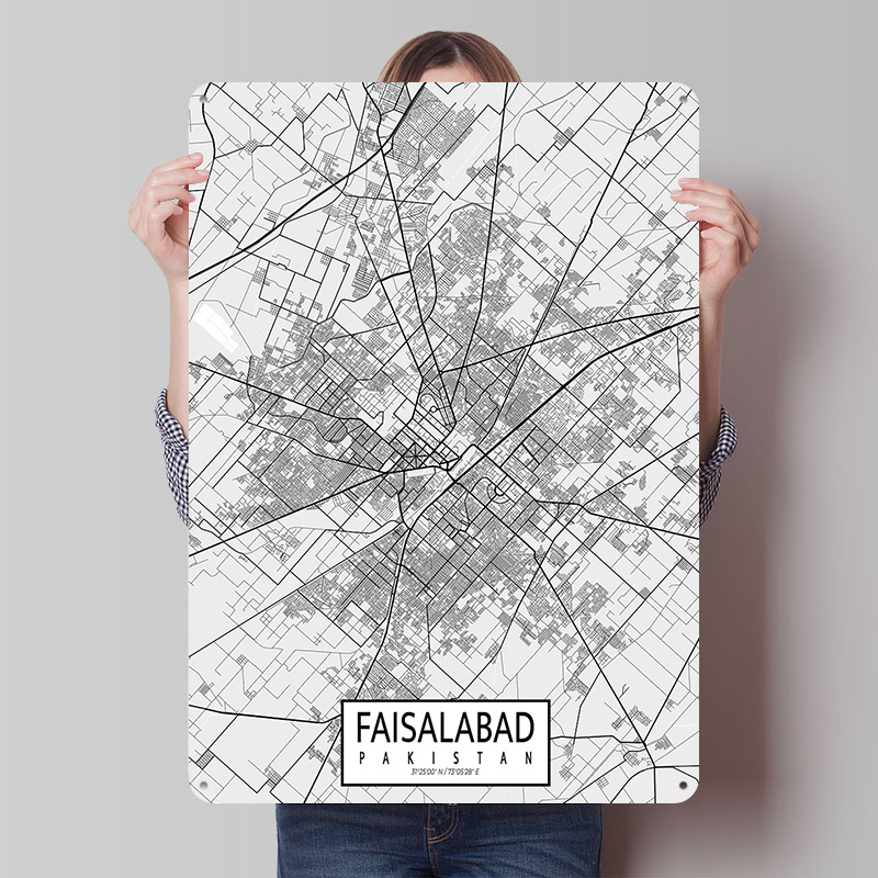 Faisalabad City Map Pakistan L - Custom Map Poster recension och pris