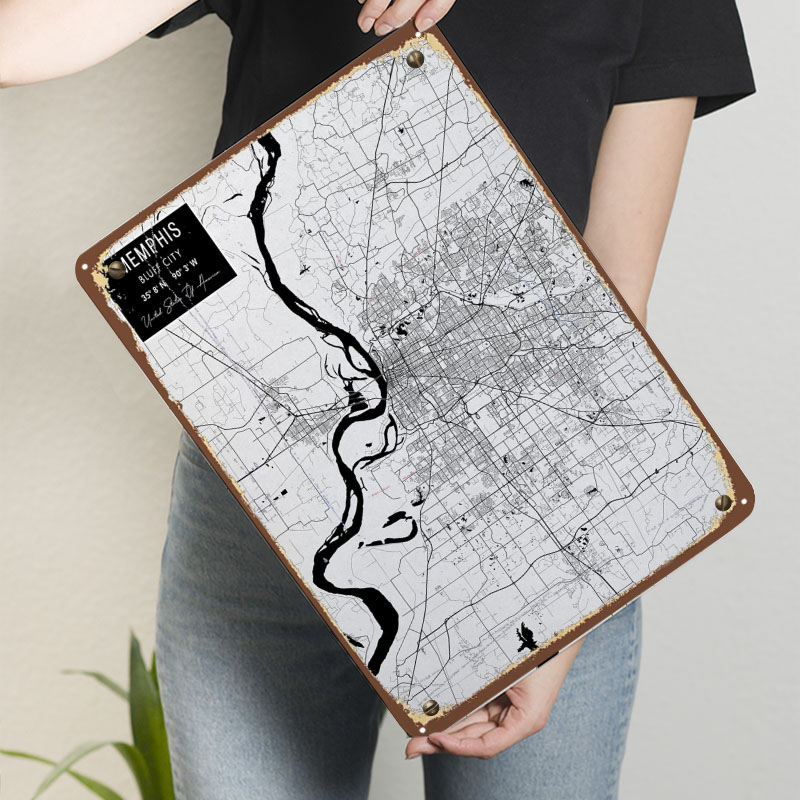 Memphis TN USA Tinplate Signs  - Custom Map Poster recension och pris
