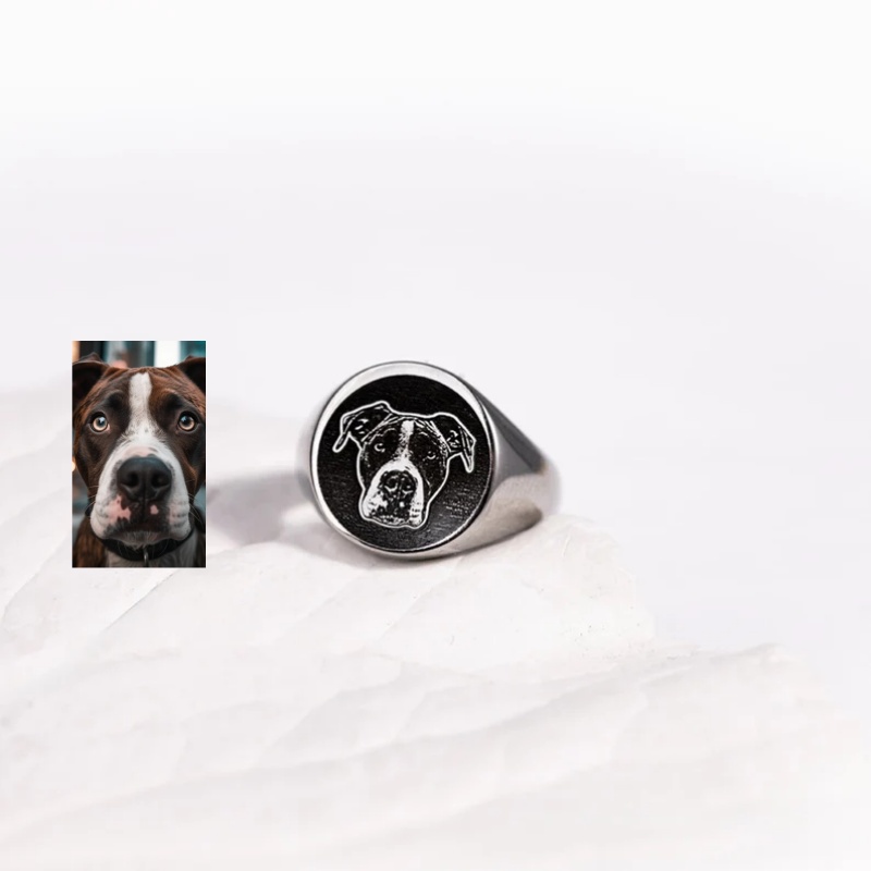Custom Engrave Photo Signet Ri - Initial Ring Custom recension och pris
