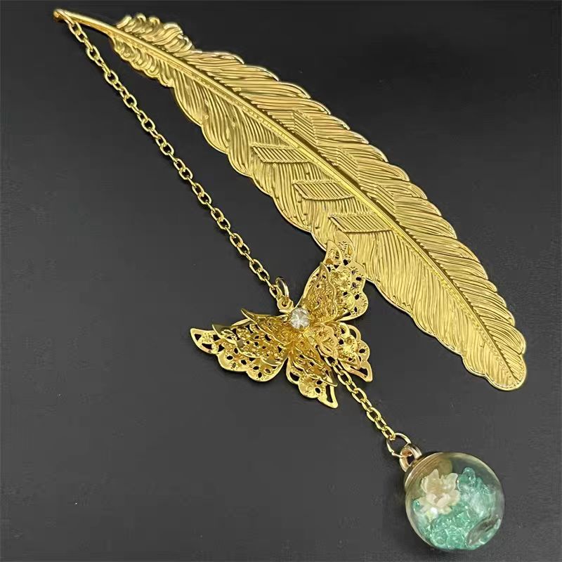 1pc Chinese Style Metal Feathe - Dried Flower Bookmark recension och pris