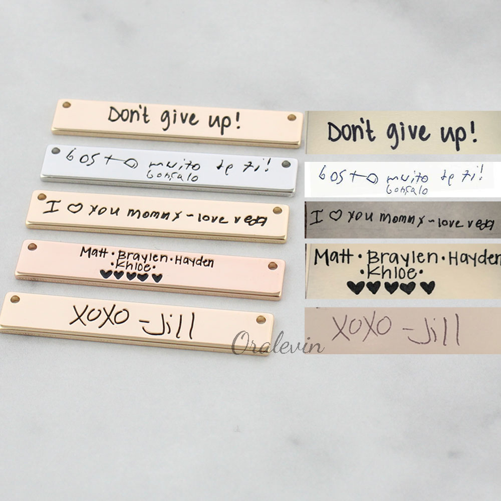 Personalized Custom Actual Han - Handwriting Necklace Bar recension och pris