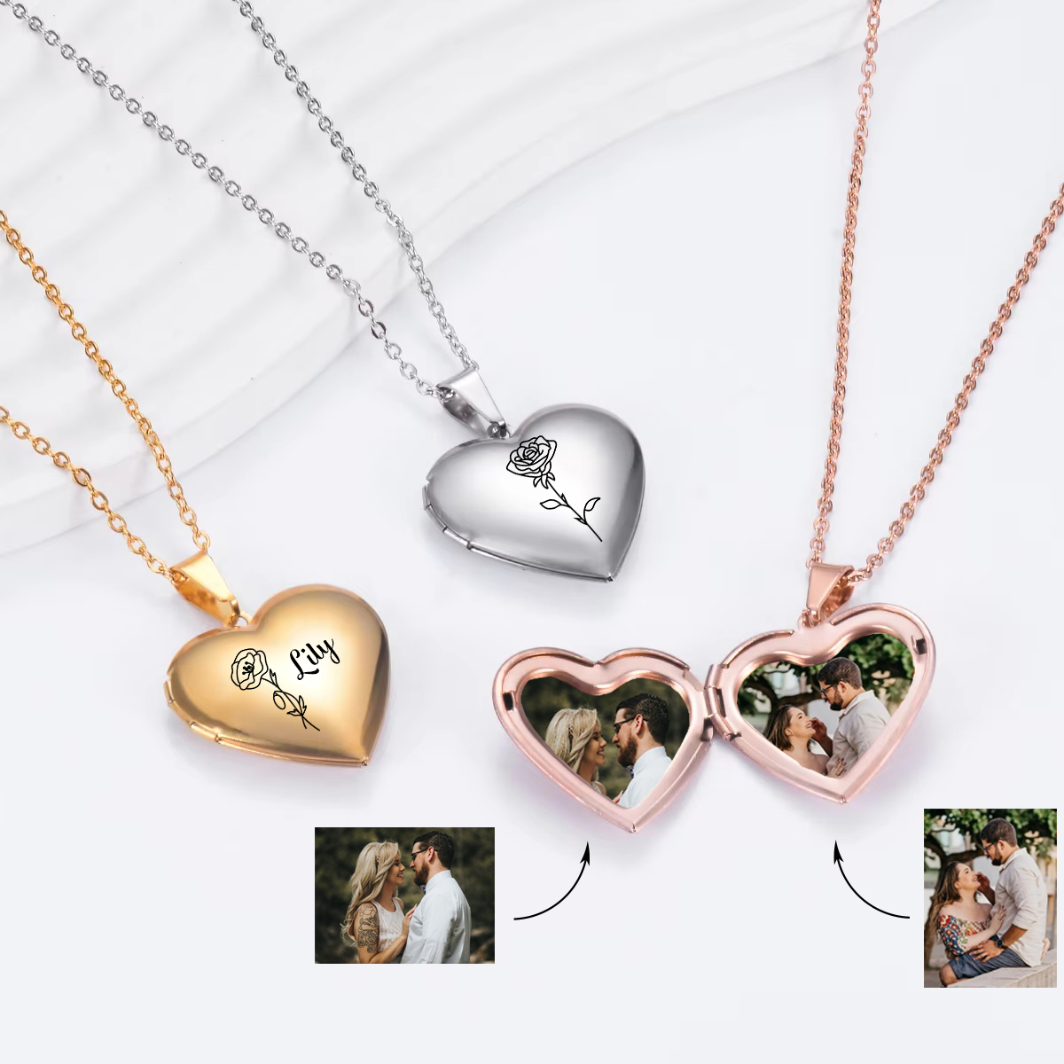 Custom Personalized Heart Birt - Birth Flower Necklace recension och pris